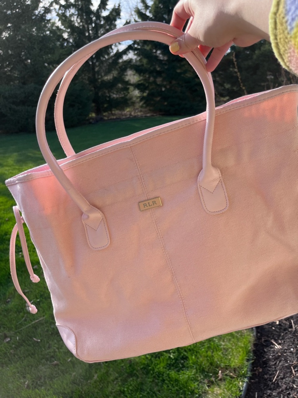 Vintage 90s Ralph Lauren blush baby pink tote bag purse shoulder bag Y2K satchel - Picture 2 of 9